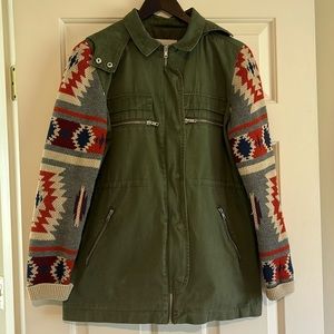 Jacket with sweater sleeves